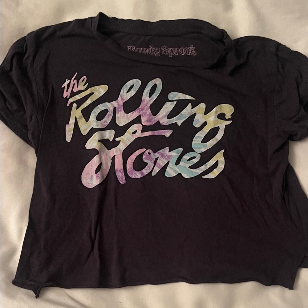 Rowdy Sprout Rolling Stones Kids T-Shirt - Black with Multicolor Logo